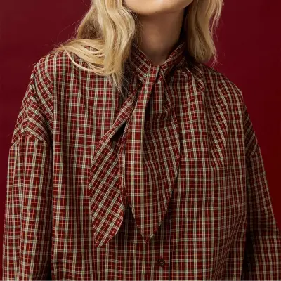Blouse Tom à carreaux coloris spice - BELLEPIECE — photo 1