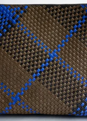 Sac à bandoulière en cuir tressé - Marron/Bleu — photo 3