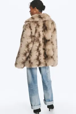 Veste en fausse fourrure - Beige/marron imprimé léopard — photo 3