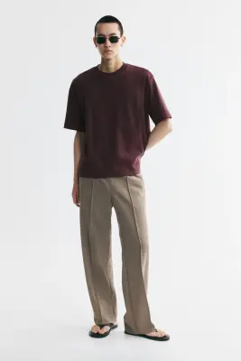 T-shirt Relaxed Fit en interlock - Violet prune — photo 2