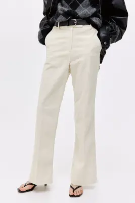 Pantalon bootcut en velours côtelé - Crème — photo 1