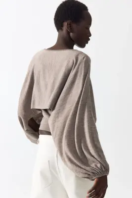 Top superposé en maille fine - Taupe — photo 4