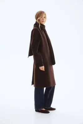 Manteau fait main en laine mélangée - Marron foncé — photo 2