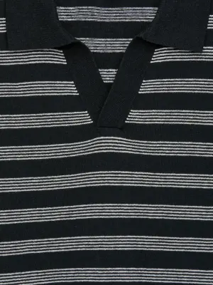 Polo en lin et coton - Bleu foncé — photo 4