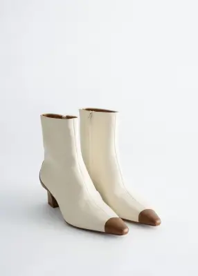 Bottines en cuir - Blanc/Cognac — photo 2