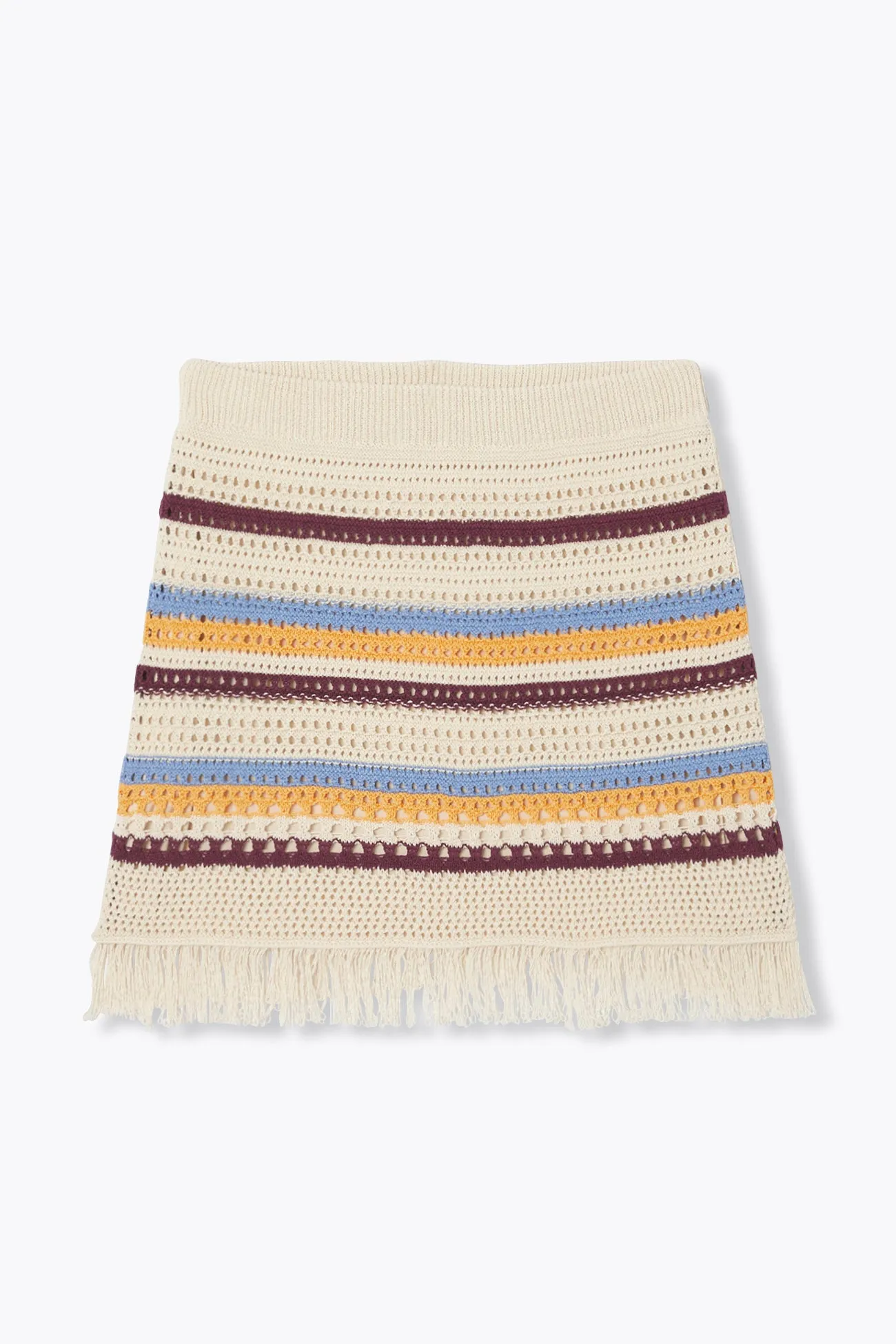 Jupe courte frangée en crochet