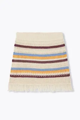 Jupe courte frangée en crochet — photo 1