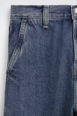 PANTALON EN DENIM DROIT DÉCONTRACTÉ - BLEU FONCÉ — photo 5