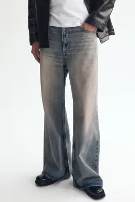Loose Bootcut Jeans - Bleu denim délavé — photo 1