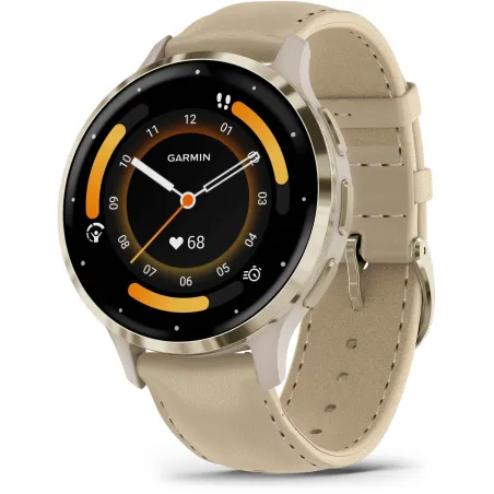 Garmin Venu 3S bracelet cuir lin + bracelet silicone lin 010-02785-55