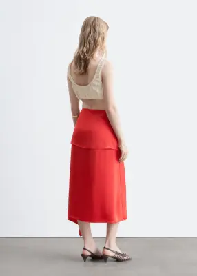 Jupe portefeuille à pans superposés - Rouge — photo 4