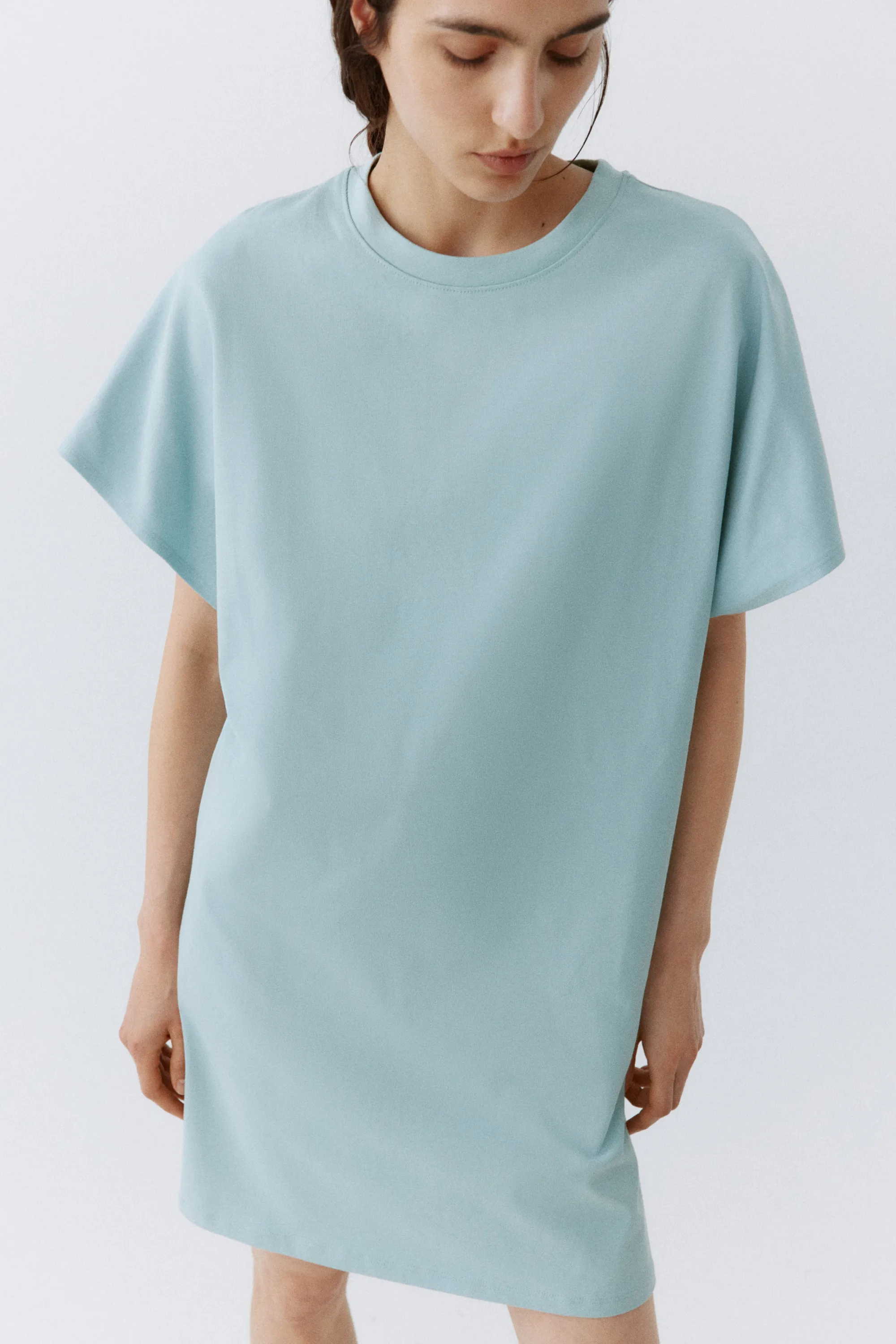 Robe T-shirt en coton - Turquoise clair