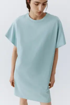 Robe T-shirt en coton - Turquoise clair — photo 1