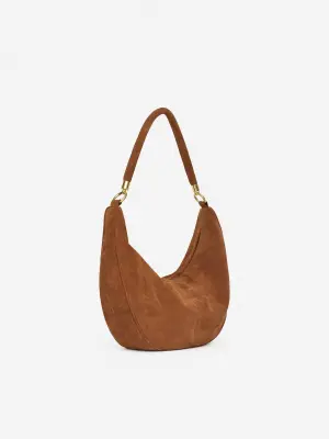 Sac à bandoulière en cuir suédé - Marron — photo 1