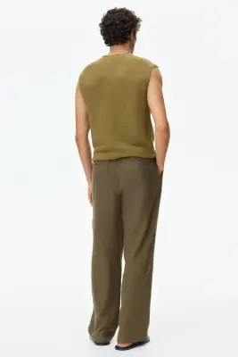 Pantalon Relaxed Fit en lin mélangé - Vert kaki — photo 3