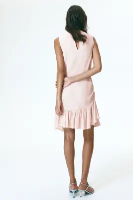 Robe volantée en crêpe - Rose clair — photo 3