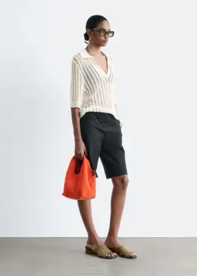 Polo en maille ajourée - Blanc — photo 4