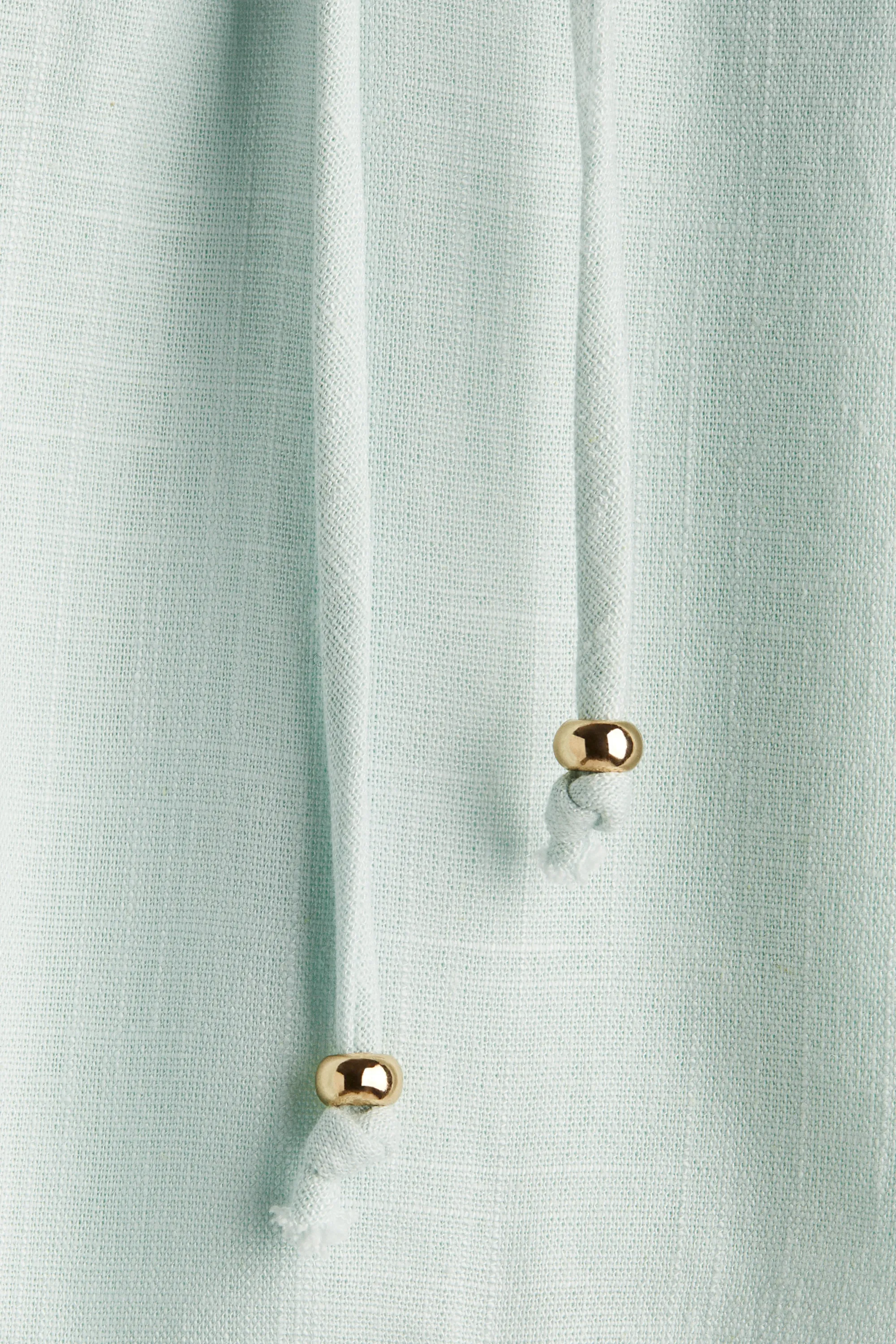 Short en lin mélangé avec cordon de serrage - Turquoise clair