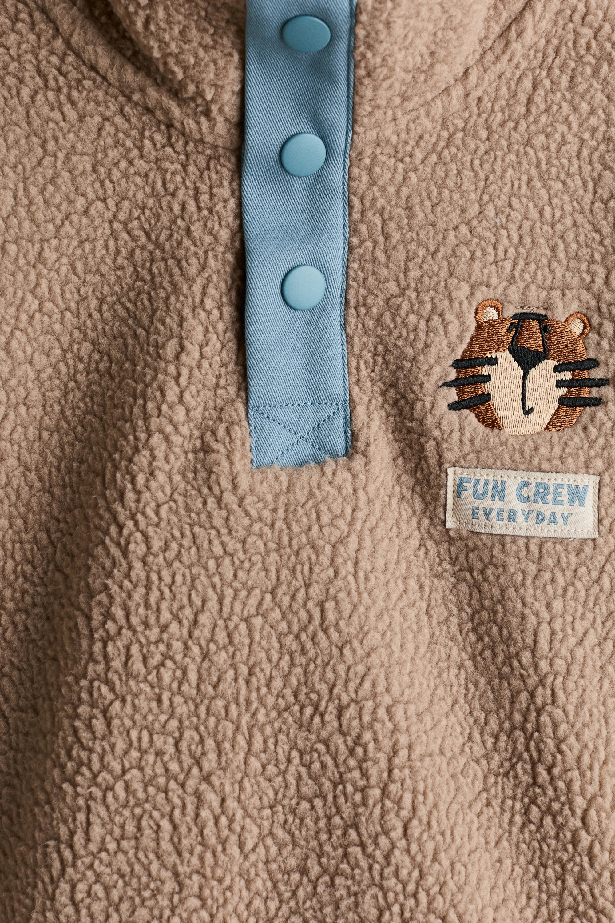 Sweat en tissu Teddy bear avec col - Taupe clair/Fun Crew