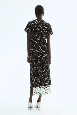 Robe en jersey texturé - Noir/pois — photo 5