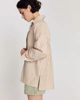 Chemise Hector rayures orange, bleu et écru — photo 3