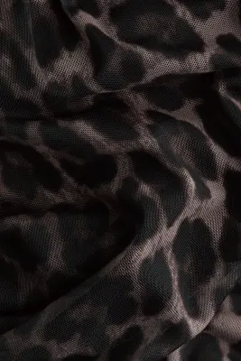 Robe ruchée avec jupe évasée - Noir/imprimé léopard — photo 3