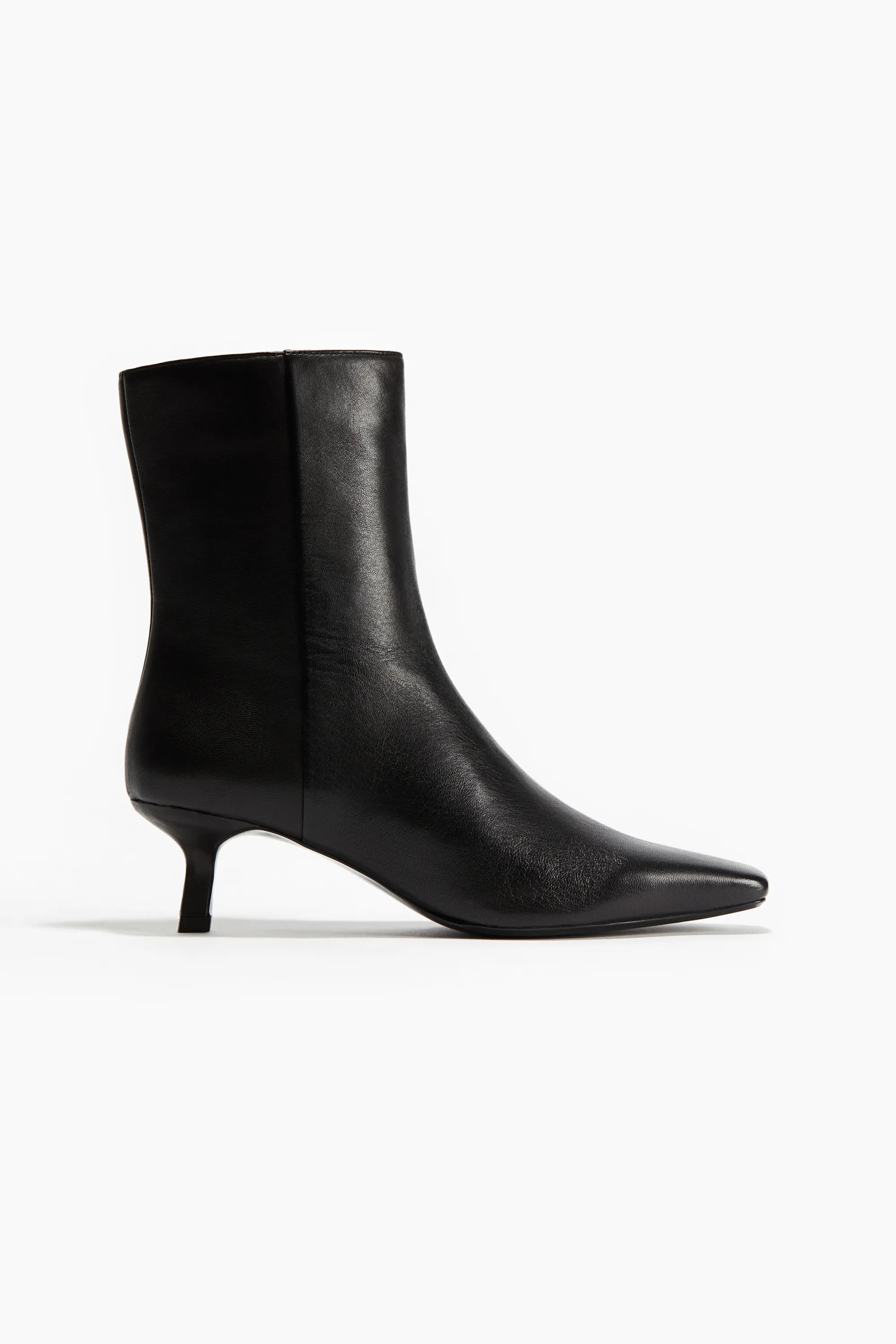 Bottines à talon en cuir - Noir