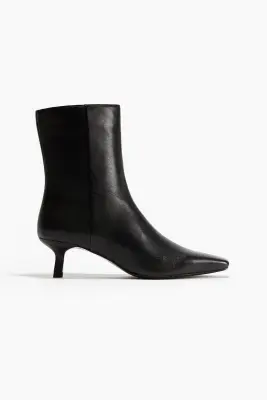 Bottines à talon en cuir - Noir — photo 1