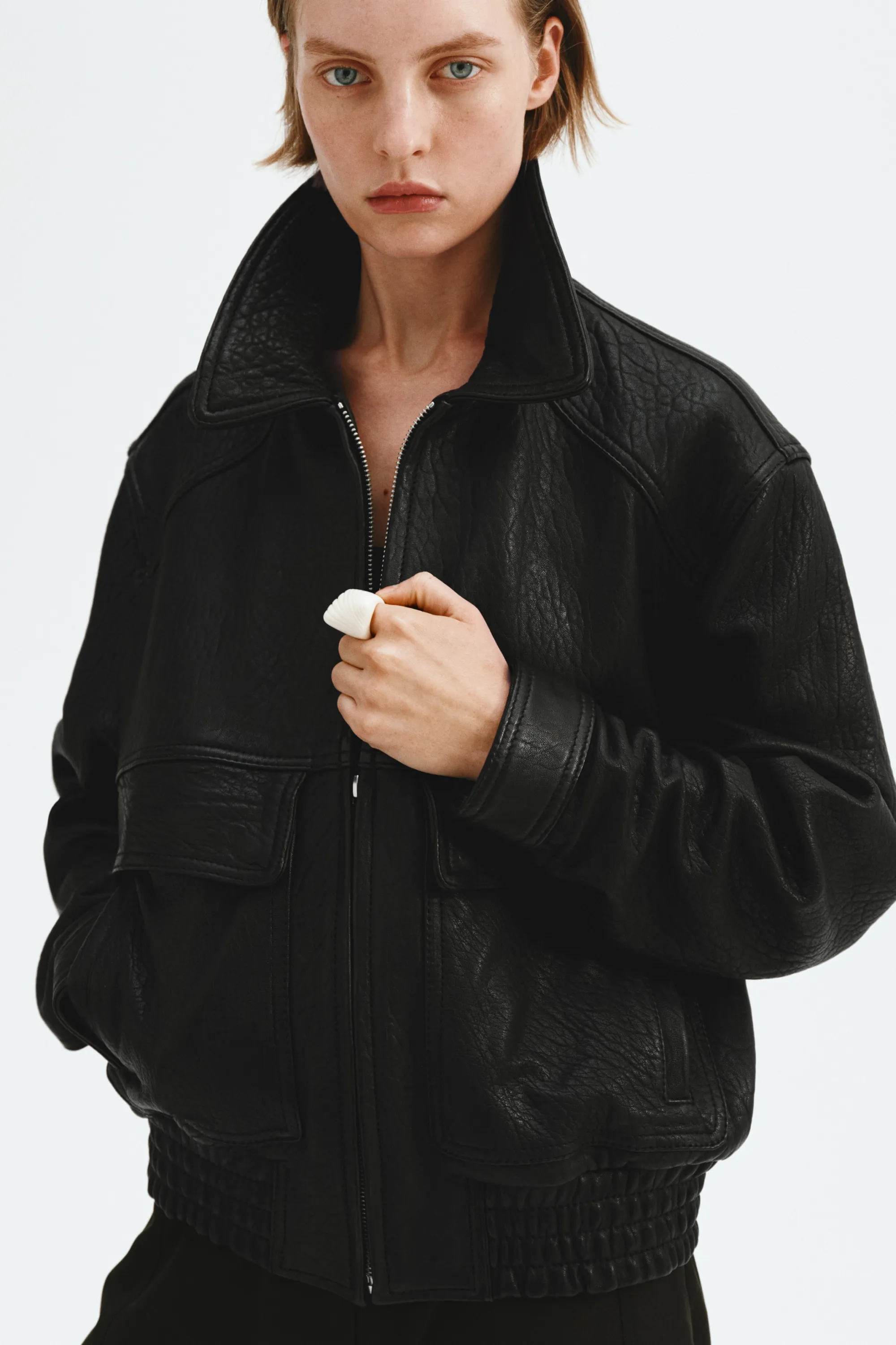 Veste en cuir - Noir
