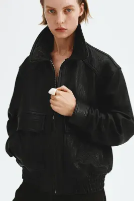 Veste en cuir - Noir — photo 1