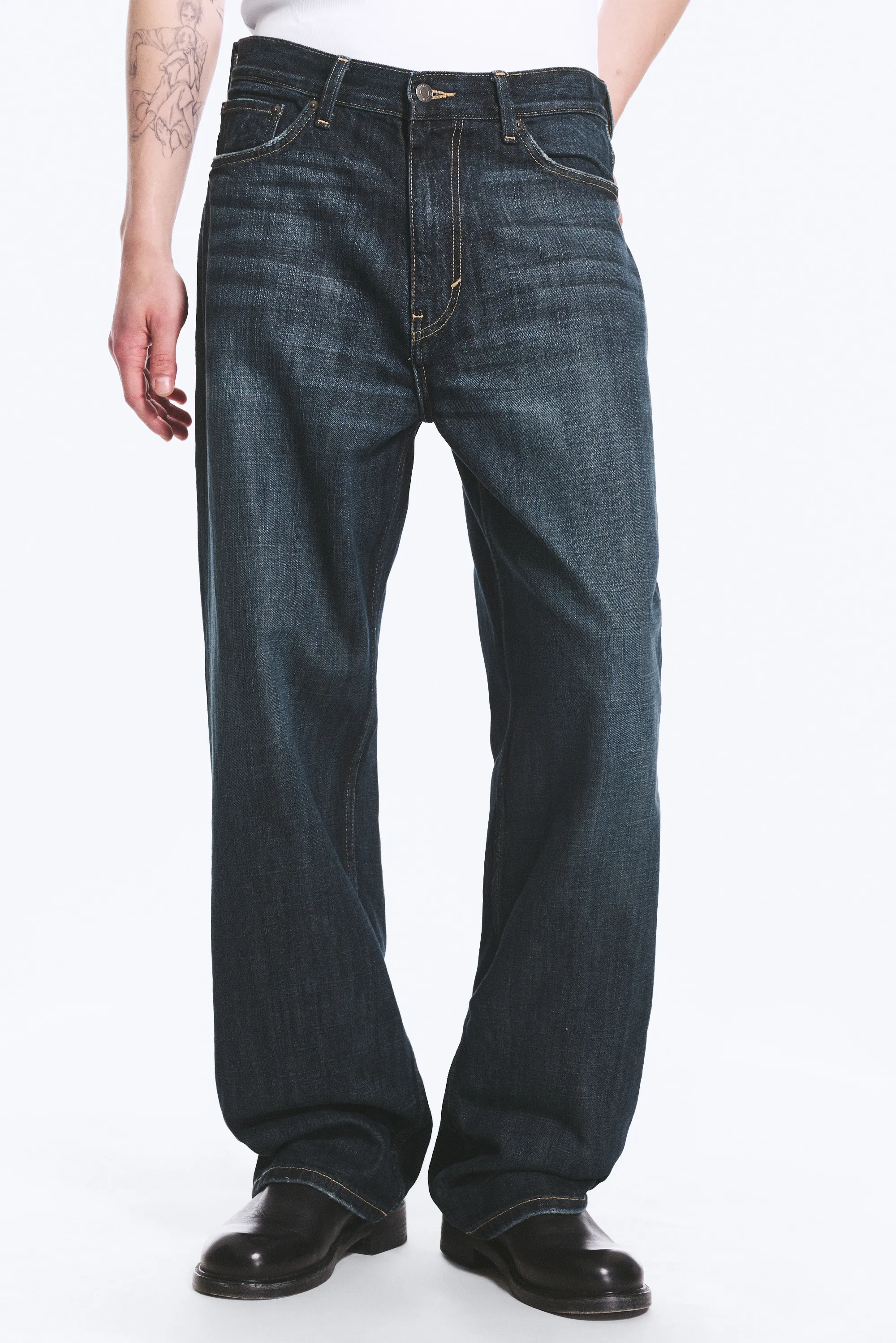 Jean droit et ample taille mi-haute Galaxy - Deep Sea Blue - Bleu foncé
