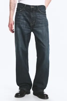 Jean droit et ample taille mi-haute Galaxy - Deep Sea Blue - Bleu foncé — photo 1
