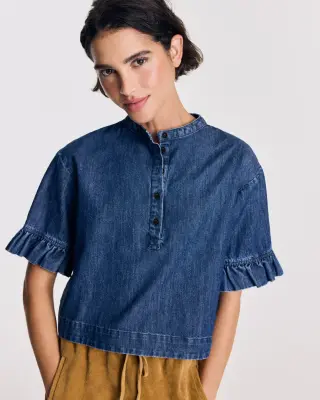 Blouse Constantine bleu chambray foncé — photo 1