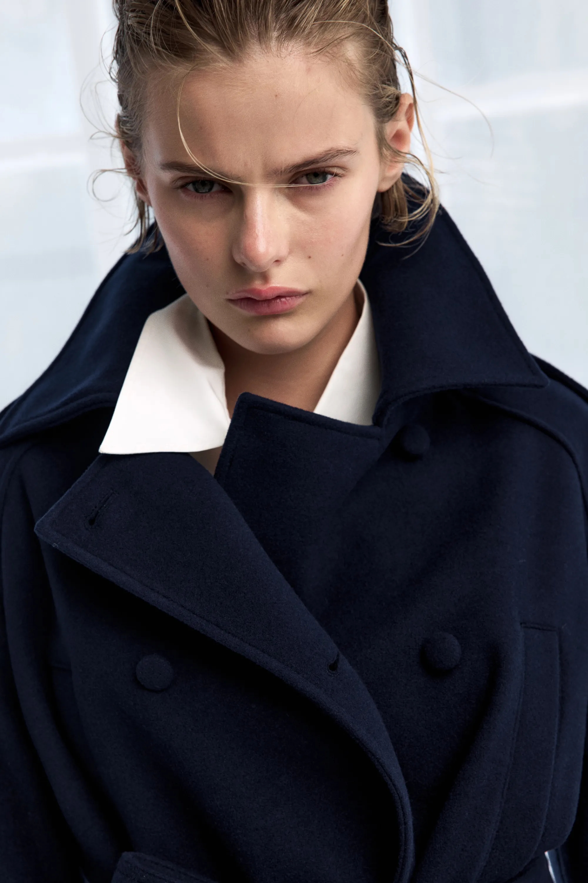 Manteau court à fermeture croisée - Bleu marine