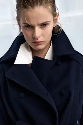 Manteau court à fermeture croisée - Bleu marine — photo 1
