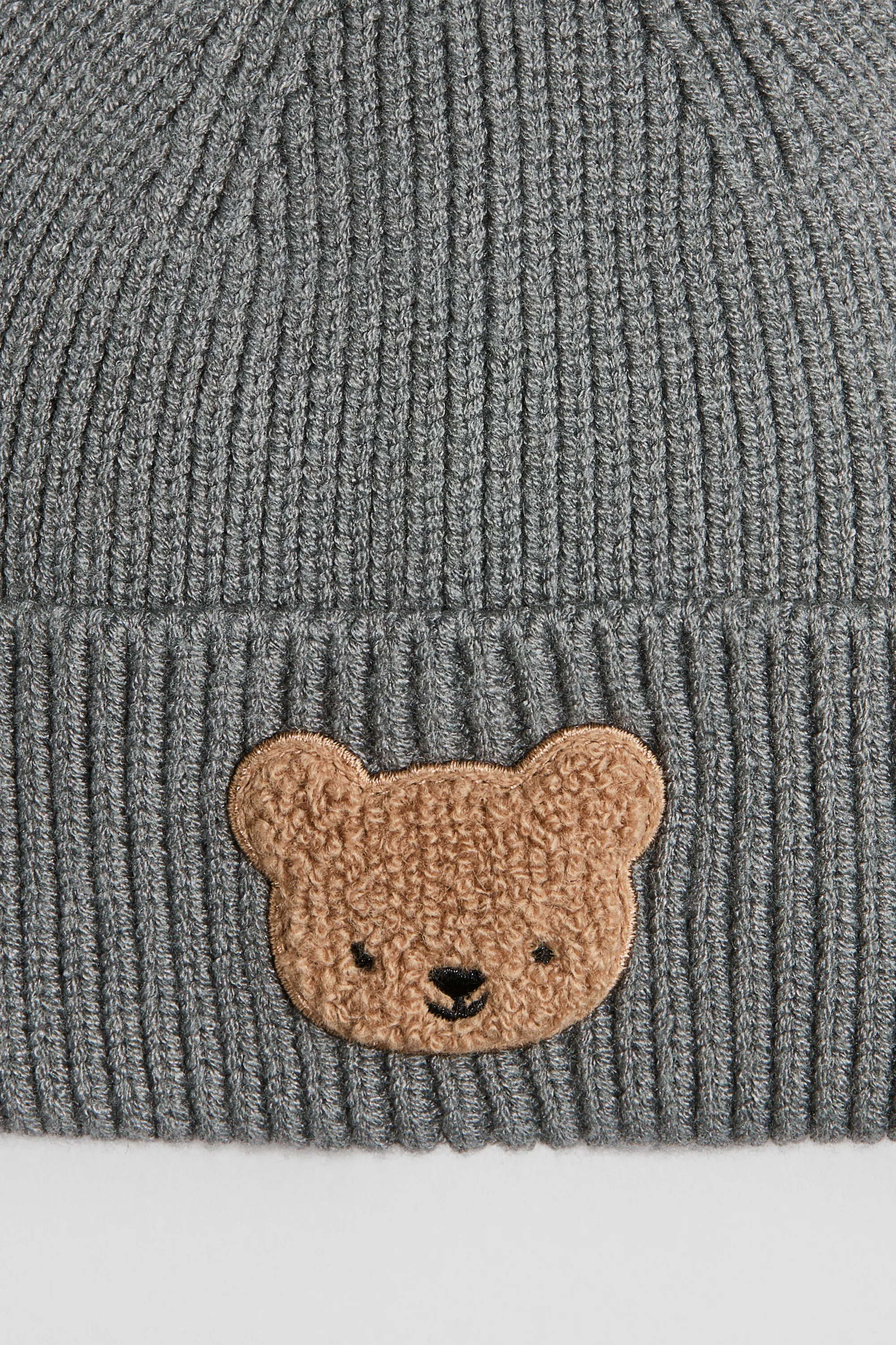 Bonnet avec application - Gris/nounours