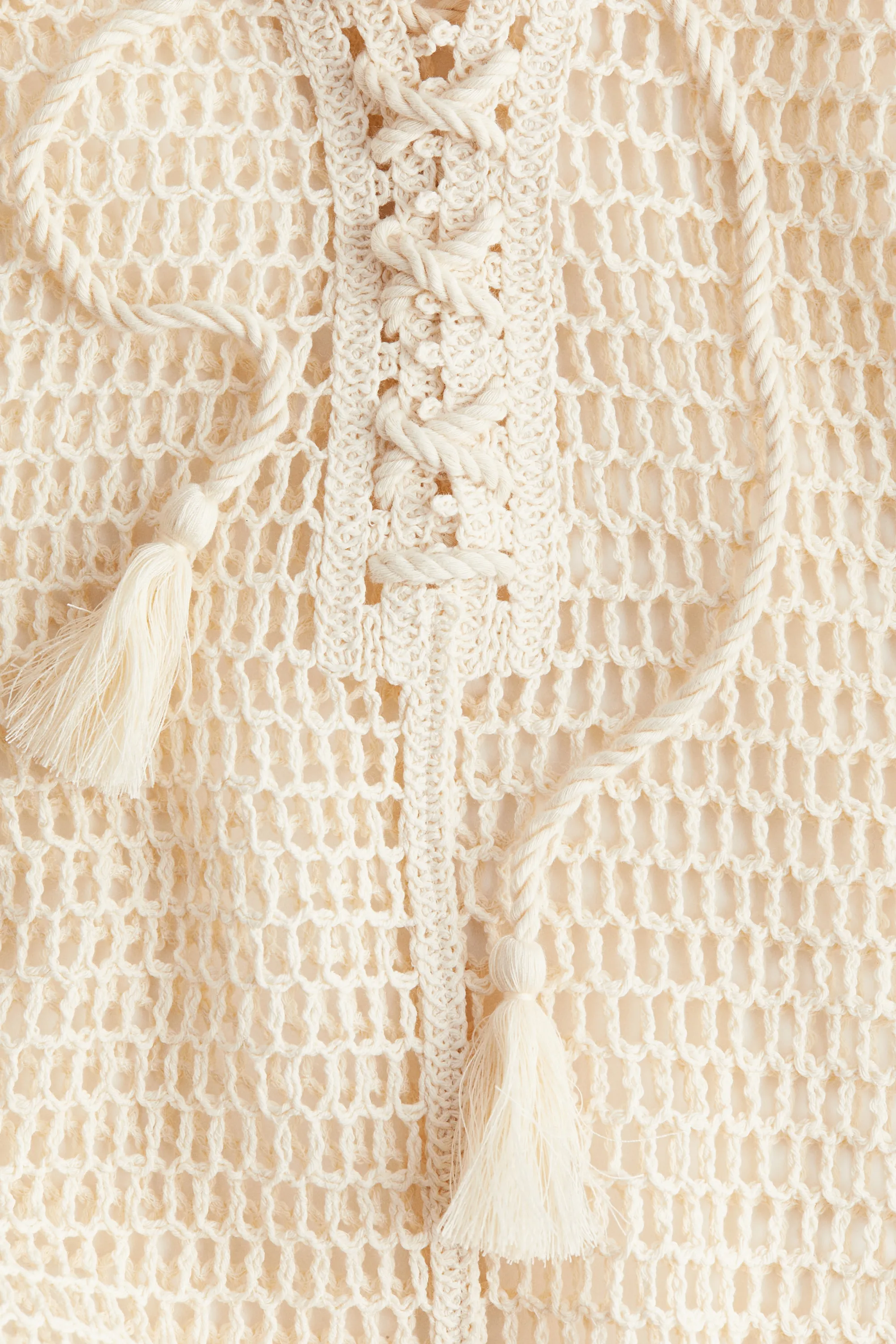 Top en maille ajourée avec laçage - Beige clair