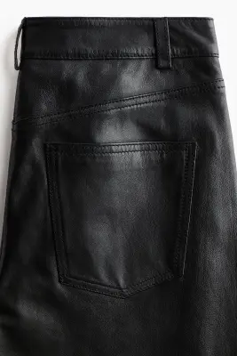 Pantalon barrel en cuir - Noir — photo 2