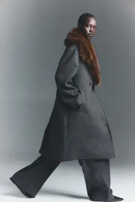Manteau à fermeture croisée - Gris foncé chiné — photo 3
