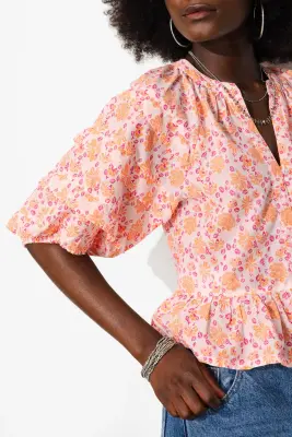 Chemise fleurie manches ballon — photo 5