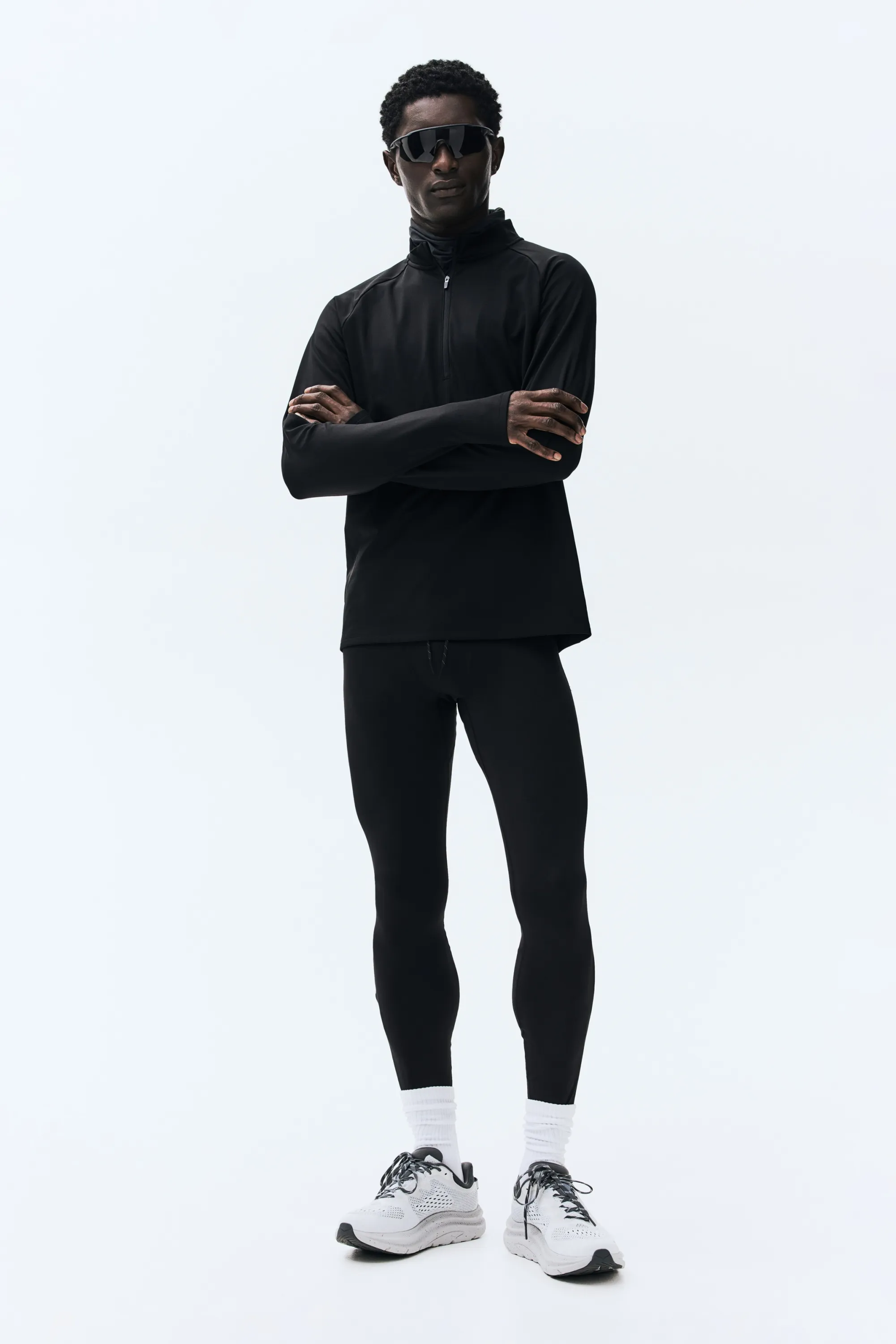 T-shirt de sport midlayer à col zippé ThermoMove™ - Noir