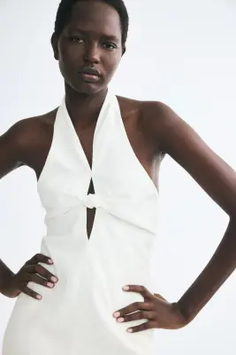 Robe dos nu en lin - Blanc — photo 1