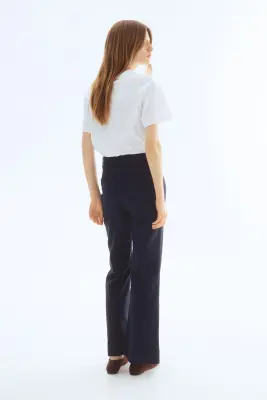 Pantalon évasé en toile - Bleu marine — photo 2