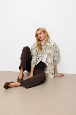 Chemise oversize rayée brodée — photo 3