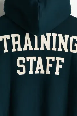 Veste imprimée Oversized Fit avec capuche et zip - Turquoise foncé/Training Staff — photo 5