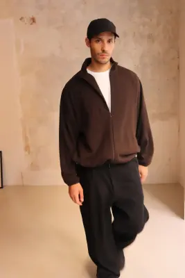 Still By Hand – Cashmere mixed high neck blouson BL04263OS – DARK BROWN