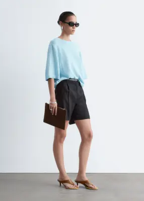 T-shirt en maille de coton - Turquoise clair — photo 3