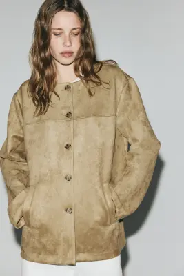 Veste en tissu gratté - Beige — photo 2