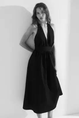 Robe dos nu en coton - Noir — photo 1
