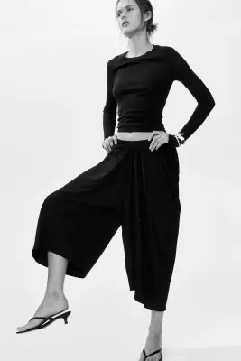 Pantalon barrel Cropped - Noir — photo 3
